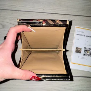 Burberry Blue Label tri-fold wallet in a burgundy‎ and tan plaid pattern thumbnail 6