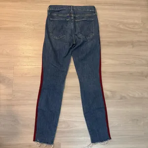 Mother The Looker Ankle Fray Women's blue Skinny Jeans side stripes Size 26 thumbnail 4
