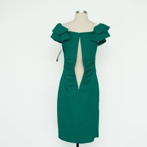 Betsy‎ & Adam | Off Shoulder Ruched Scuba Midi Ruffle Dress. thumbnail 13