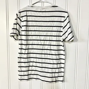 REISS Shirt Women Size M Short Sleeve Cotton Crewneck‎ Navy Blue & White Casual thumbnail 6