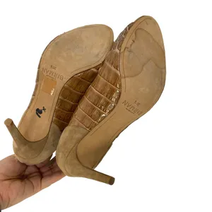 Alexandre Birman Lana Camel Tan Crocodile and‎ Suede Strappy Heels thumbnail 5