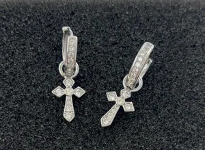 CZ Cross Dangle Drop Earrings for Men Women,Streetwear Punk Hip Hop Unisex Style thumbnail 2
