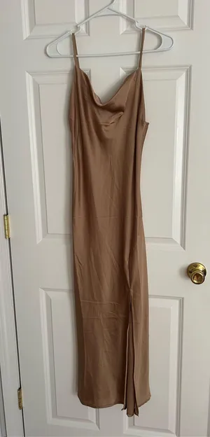 Gold slip dress thumbnail 1
