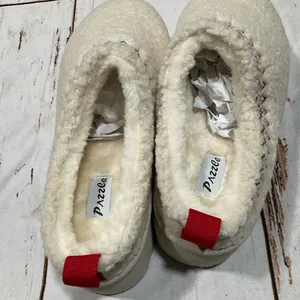 Nwot Pazzle Slip‎ On Slippers Platform Sole Faux Fur Lining Booties Nude/Cream thumbnail 8
