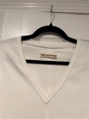 NWOT We The Free Size XS White Ribbed V-Neck Long Sleeve Stretch Top Free People thumbnail 4