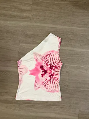 White and Pink Off the Shoulder Floral Top thumbnail 2