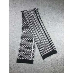 Michael Kors MK Logo Monogram‎ Scarf Gray Knit Fleece Double Sided thumbnail 2