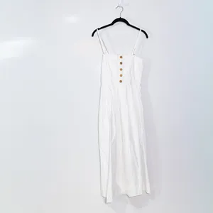 Free People Lilah Cotton Poplin Pleated Straight Line Tube Midi Dress White S thumbnail 1