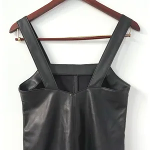 Abercrombie & Fitch Women's Black Faux Leather Sleeveless Shift Mini Dress Sz XS thumbnail 8