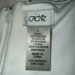 CACHE‎ Ivory Lace Up Grommet Cut Out Back Sleeveless Sheath Dress EUC Size 6 thumbnail 8