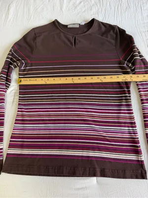 croft & barrow Brown Long-Sleeve Striped Tee with Pink Accents thumbnail 5
