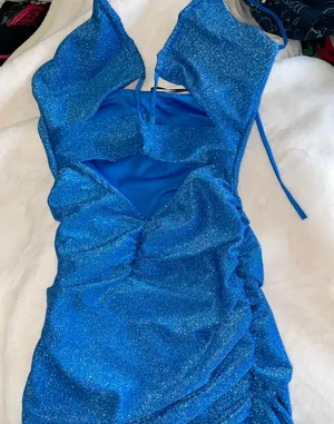 Criss-cross Glitter Blue Dress Size Medium thumbnail 1
