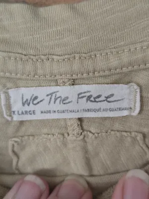 O We The Free Relaxed, Oversized Crew Neck Tee in Beige With Thumbholes XL thumbnail 4