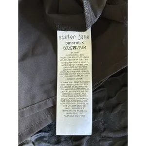 Sister Jane Confetti Square Neck Puff Sleeve Dress Size Small Black Textured thumbnail 8