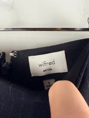 Aritzia Wilfred Twill A-line mini skirt pinstripe in grey and white size 6 thumbnail 3