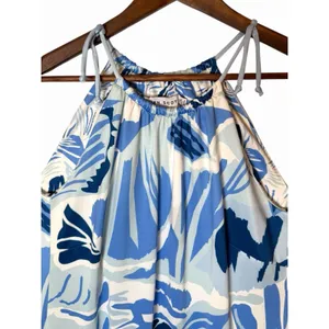 Gretchen Scott Mystic Garden Turquoise Halter Tassel Tie Dress Blue Small thumbnail 2