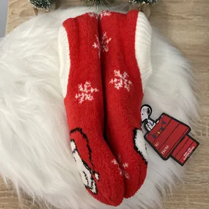 Peanuts Women's Snoopy Holiday Teddy Fur Slipper Socks NWT thumbnail 3
