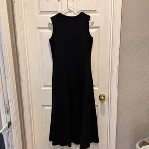 Magaschoni Black Sleeveless Cotton Spandex Midi Dress Womens Large Crew Neck‎ thumbnail 3