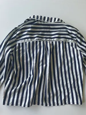 Gilly Hicks Satin Pajama Top Blue White Stripes Size Medium thumbnail 3