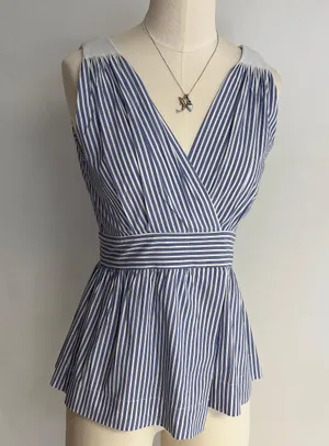 Banana Republic Stripes Peplum Blouse NWT thumbnail 1