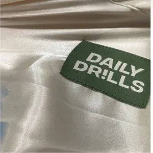 Daily Drills Ivory Champagne Button Down Long Sleeve Satin Resort blouse EUC thumbnail 7