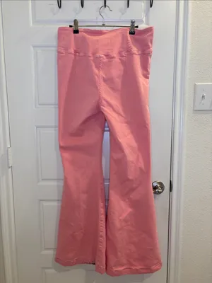 We The Free Free People Pink Crossover Waist Flare Jeans Size 31 thumbnail 3