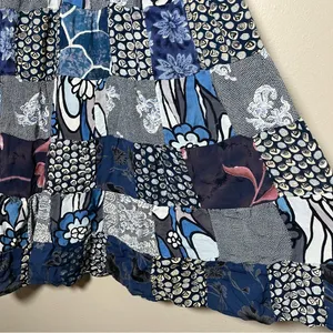 VTG Women Skirt Blue Patchwork Floral Tiered Boho Maxi Festival Artsy Maximalist thumbnail 3