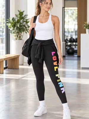 NWT Pink Victoria's Secret Leggings Small Black Rainbow Love Pink Logo High Wais thumbnail 10