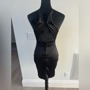 Elegant Black Satin Dress thumbnail 3