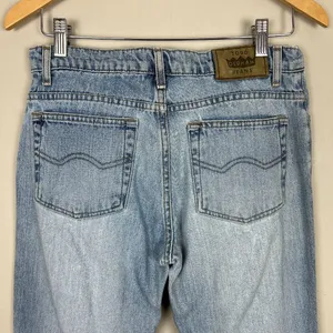 Todd Oldham Jeans 7x33 Blue Flare Leg Bell Bottom‎ Mid Rise Denim 90s Y2K Hippie thumbnail 4