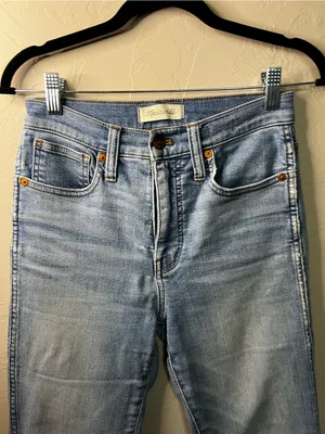 Madewell Stovepipe High Rise Straight Leg Jeans Euclid Wash Light Denim thumbnail 3