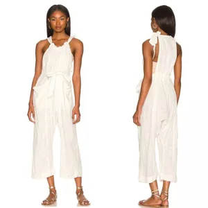 Free People Cotton Gauze Henriette Sleeveless Tie Waist Wide Leg Jumpsuit M thumbnail 2