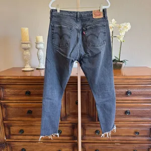 Levi's 501 Skinny Jeans Black Wash Frayed Hem W28 L28 thumbnail 11