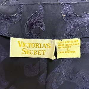 Victorias Secret Purple Blue Sheer Satin Jacquard Vintage Gold Label Chemise thumbnail 8