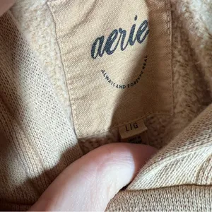 Aerie Tan‎ Bow Embroidered Crop Hoodie thumbnail 5