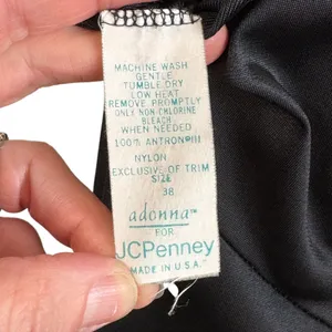 Adonna JCPenney Black Nylon Lace Slip Dress Vtg Lingerie Sz 38 M Y2K Whimsygoth‎ thumbnail 3