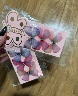 Floral Butterfly Clip Set - Pink & Purple thumbnail 1