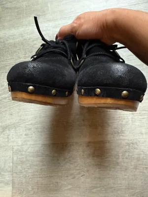 Korks Woodley Black Suede Boho Wooden Platform Clogs Mules Size 10  thumbnail 6