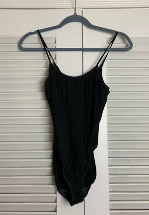 MD/LG Black stretch silk ballerina bodysuit thumbnail 2