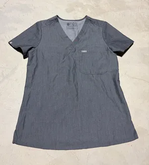 FIGS V-Neck Scrub Top Gray small thumbnail 1