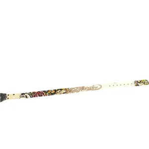 Vintage Ed Hardy White‎ Leather Belt With Star Buckle Size 34 thumbnail 2