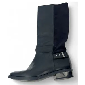 Cole Haan 8 Adler black leather and suede tall knee-high boots Riding Buckle thumbnail 2