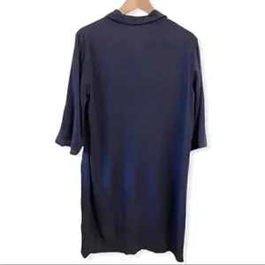 H& M Navy Blue Lagenlook Oversized Shirt Womens Dress SZ 6 thumbnail 2