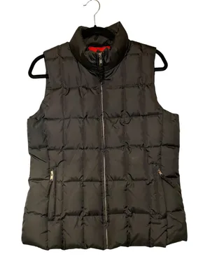 Gap Black Down Puffer Vest Medium Quilted Full Zip Red Lining RN54023 thumbnail 1