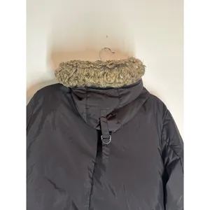 DKNY Vintage Womens Black Faux Fur Hooded Puffer Coat Jacket Size L Y2K Winter thumbnail 4