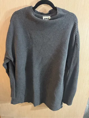 Pact Women's Cotton Charcoal Ribbed Crew Neck Sweater Size Medium thumbnail 1
