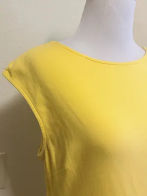 New York & company medium Yellow Cap-Sleeve Lattice-Back Fit & Flare Dress thumbnail 2