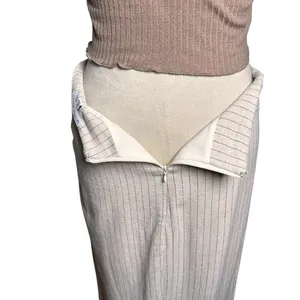 Miou Muse Linen Blend Ruched Midi Skirt M‎ Striped Minimalist Neutral Old Money thumbnail 5