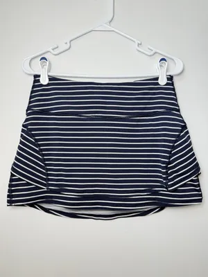Athleta Striped Stealth Skort Tennis Skirt Shorts Blue White Size Small thumbnail 3