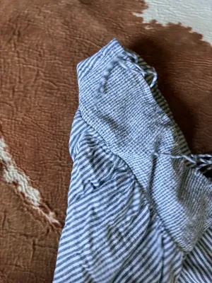 Old Navy blue and white Striped Spaghetti Strap Mini Dress Size large Linen, rayon, and Viscoe blend thumbnail 4